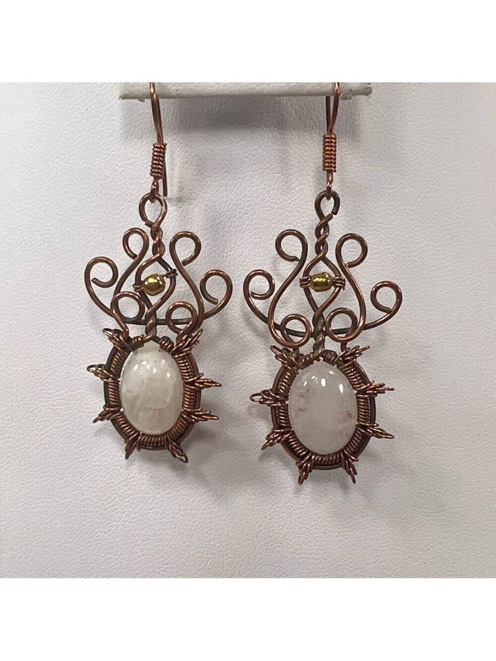 Copper Moonstone Vintage Style Gemstone Earrings